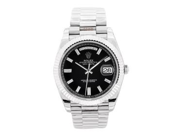 Day-Date 40 White Gold 'President' with Black Diamond Dial and Fluted Bezel