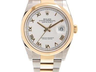Datejust 36 Stainless Steel on Oyster with White Dial and Smooth Bezel