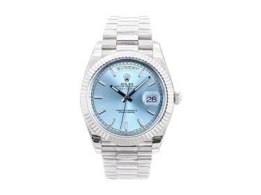 Day-Date 40 Platinum 'President' with Ice Blue Dial and Fluted Bezel